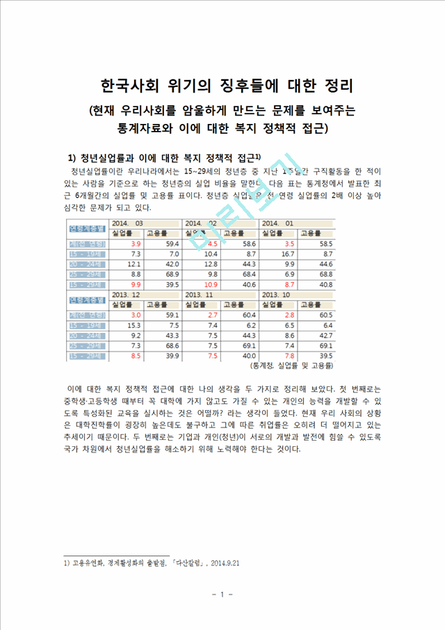 현재 한국사회 문제  문제점 통계자료와 이에 대한 복지 정책적 접근   (1 )